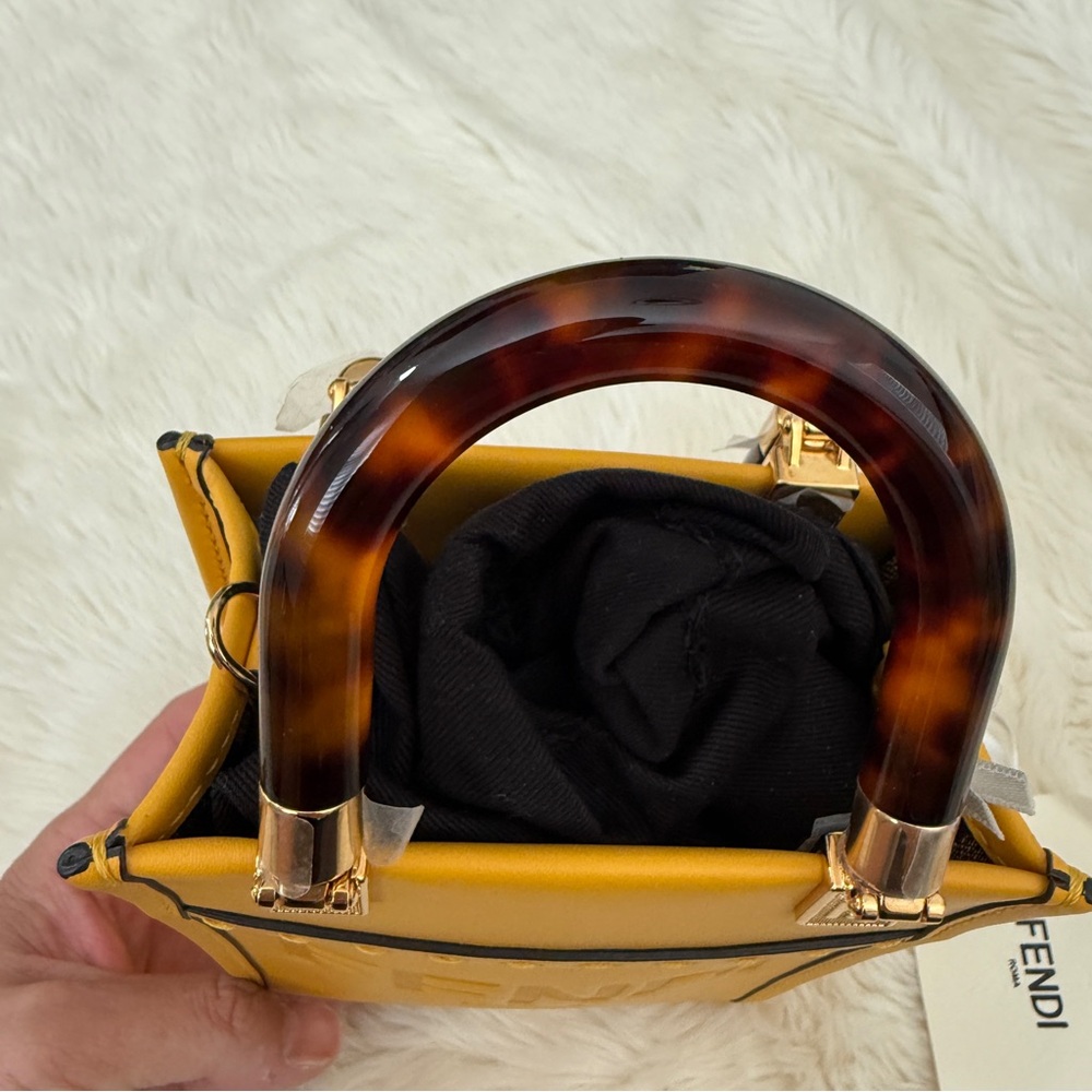 Fendi Yellow Mini Sunshine Shopper Shoulder Bag new with tags - Picture 7 of 11